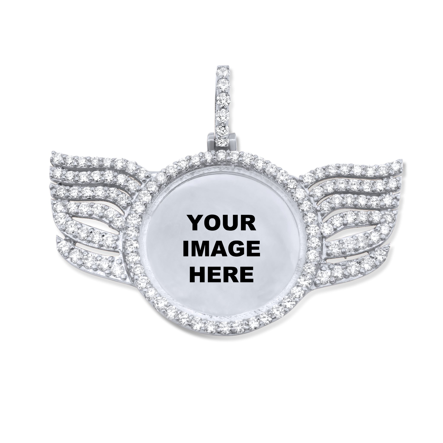 14k White Gold Wings Picture Pendant 3.80ctw