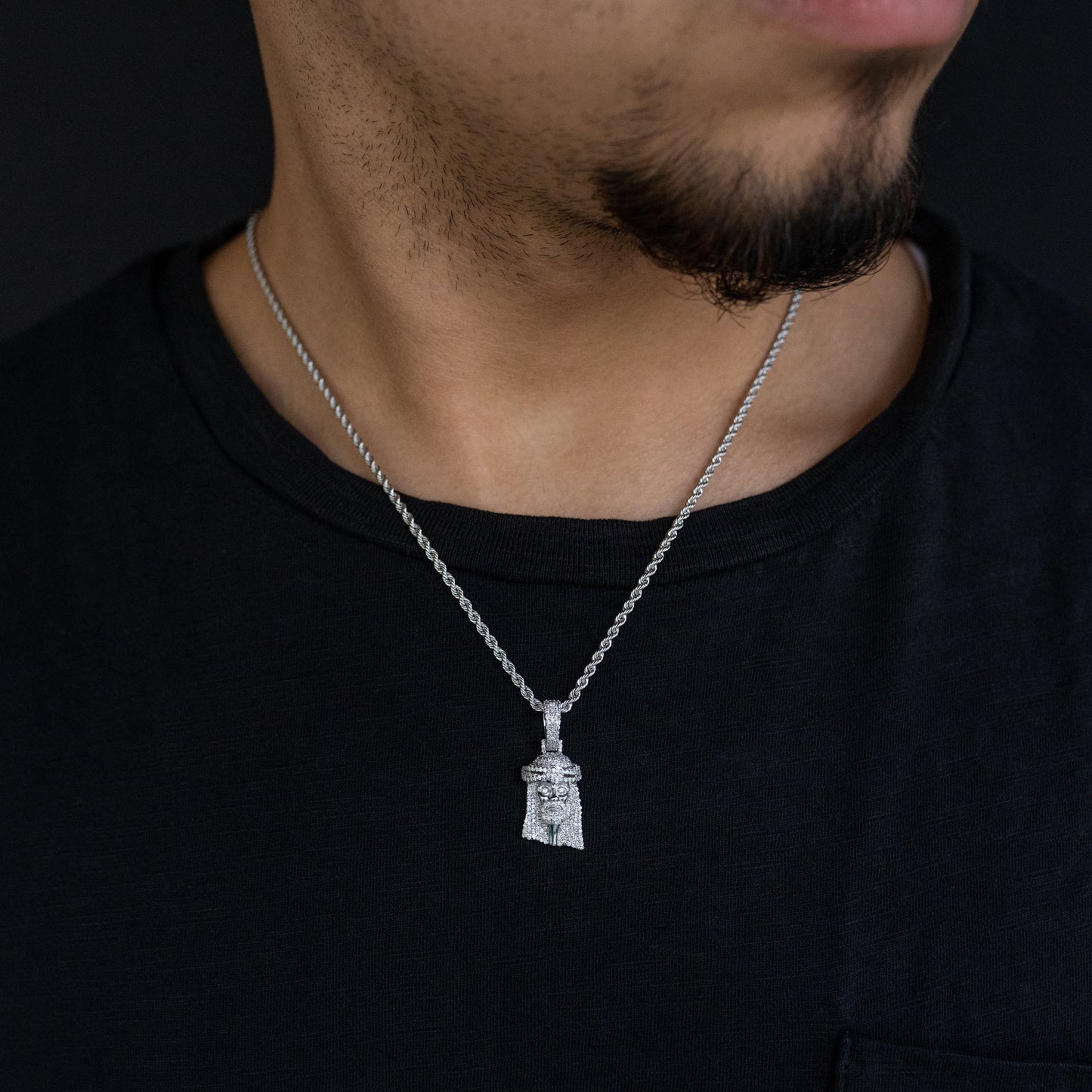 14K White Gold Jesus Diamond Pendant 0.60 ctw