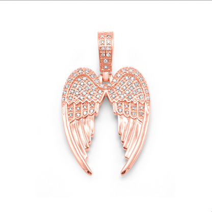 14k Rose Gold Angel Wings Pendant 0.43Ctw