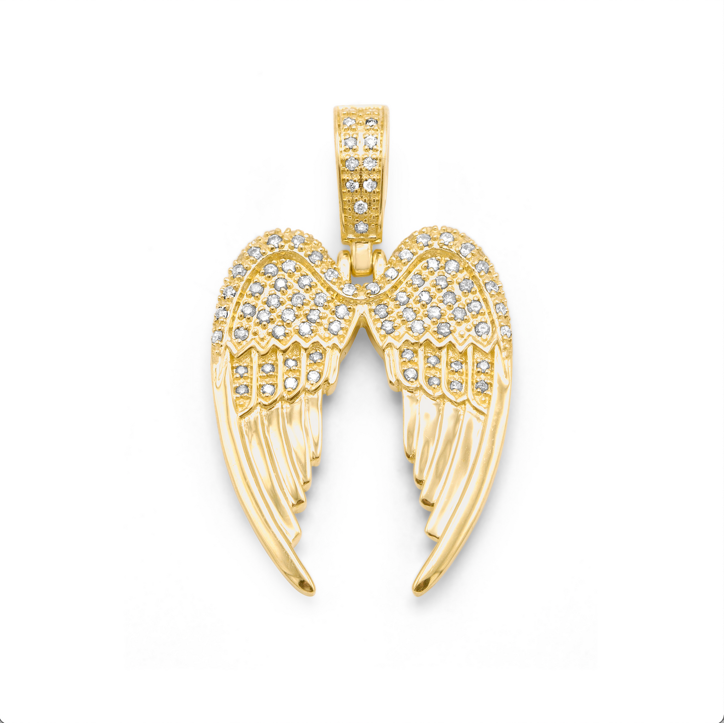 14k Yellow Gold Angel Wings Pendant 0.43Ctw