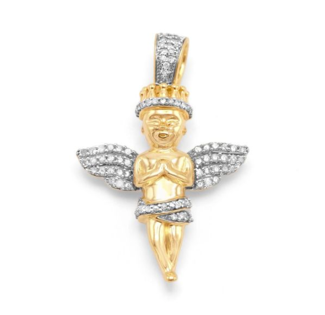 14K Yellow Gold Baby Angel Pendant 0.43ctw