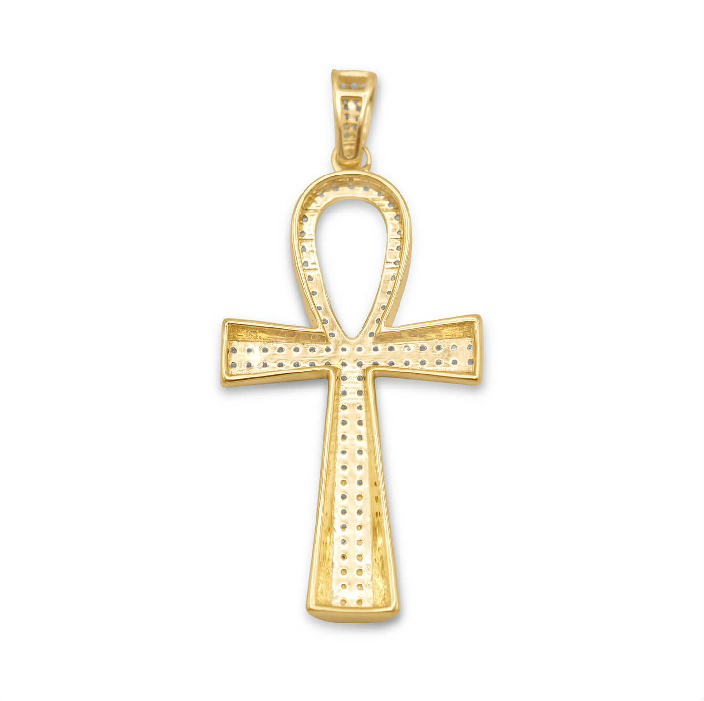 14k Yellow Gold Ankh Cross Pendant 0.25Ctw