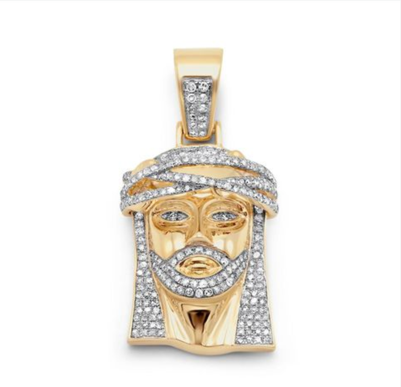 14k Diamond Yellow Gold Jesus Head 0.90ctw