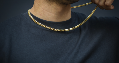 14k Semi-Solid Yellow Gold Cuban Link Chain 6mm