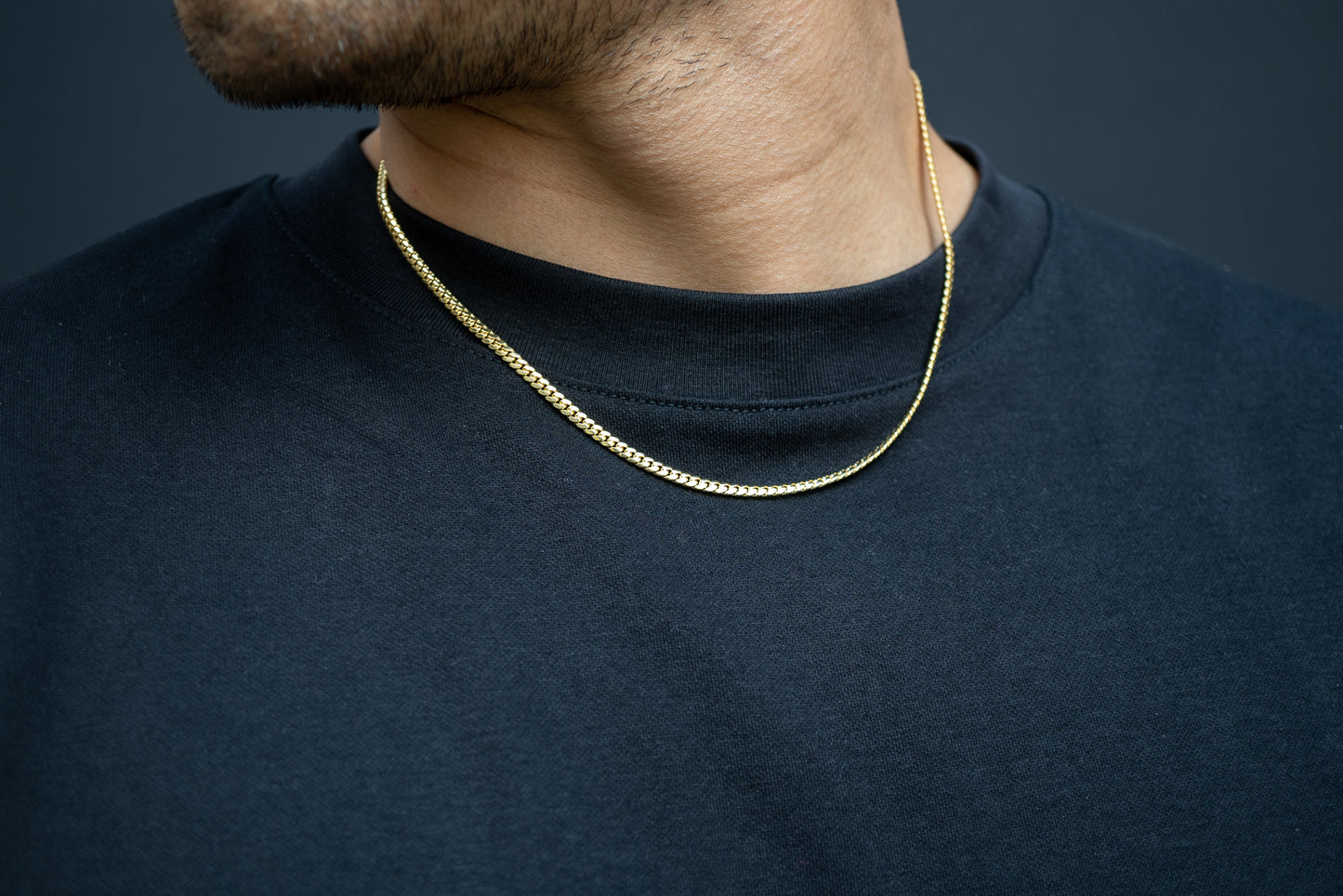 14k Hollow Yellow Gold Cuban Link Chain 3mm