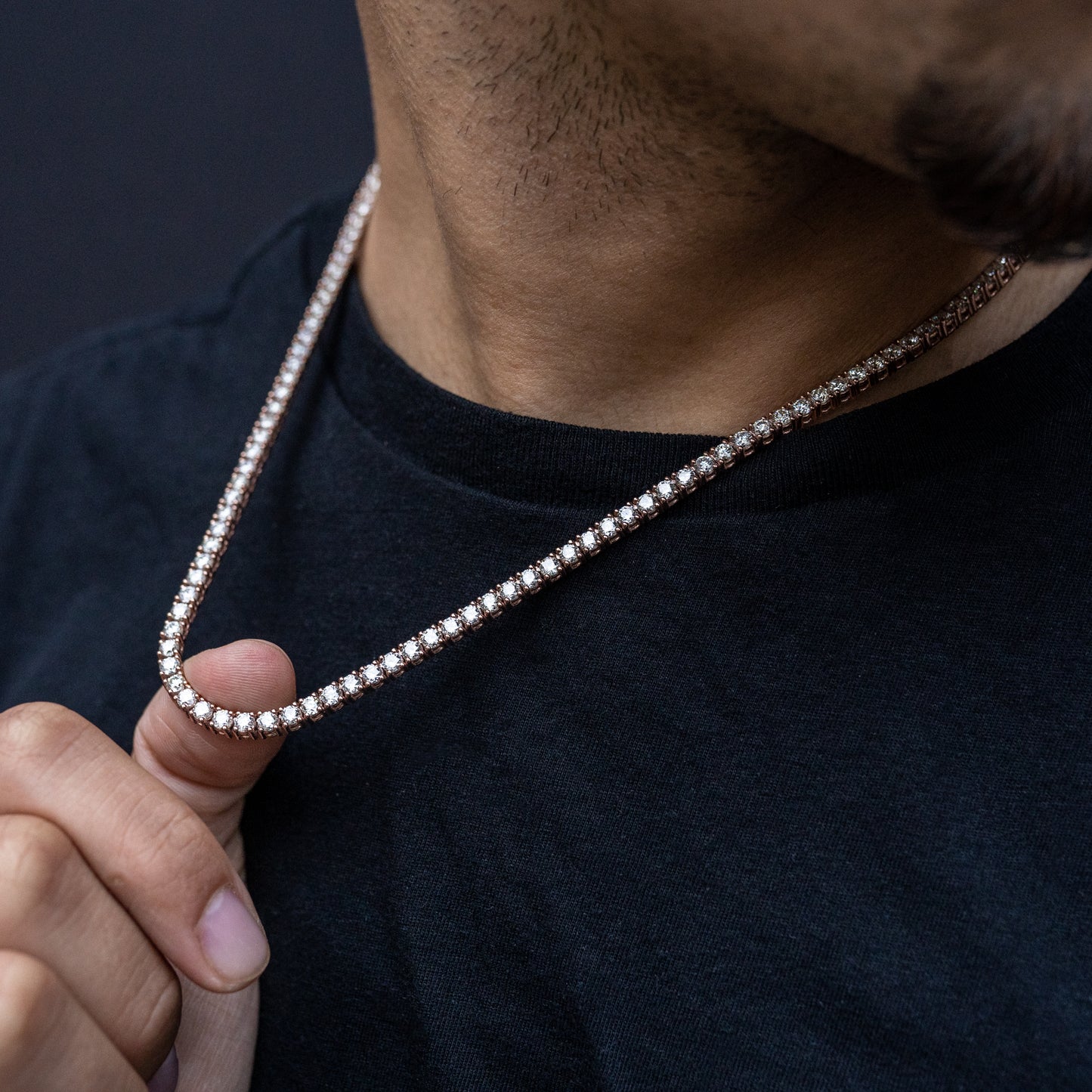 14K Rose Gold 15-Pointer Tennis Chain