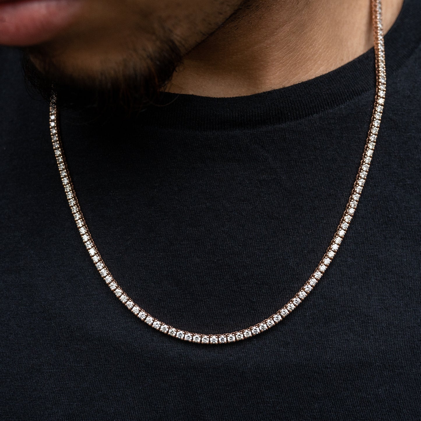 14K Rose Gold 5-Pointer Tennis Chain