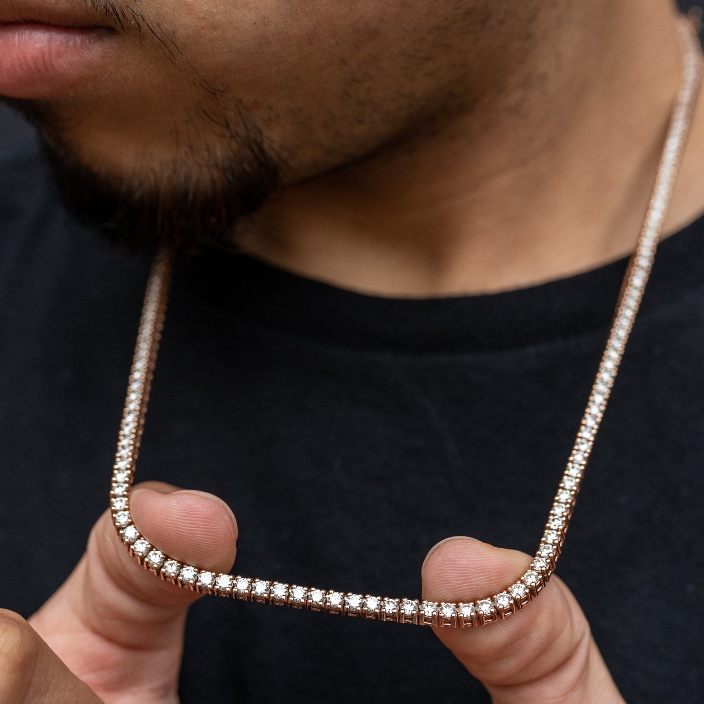 14K Rose Gold 5-Pointer Tennis Chain