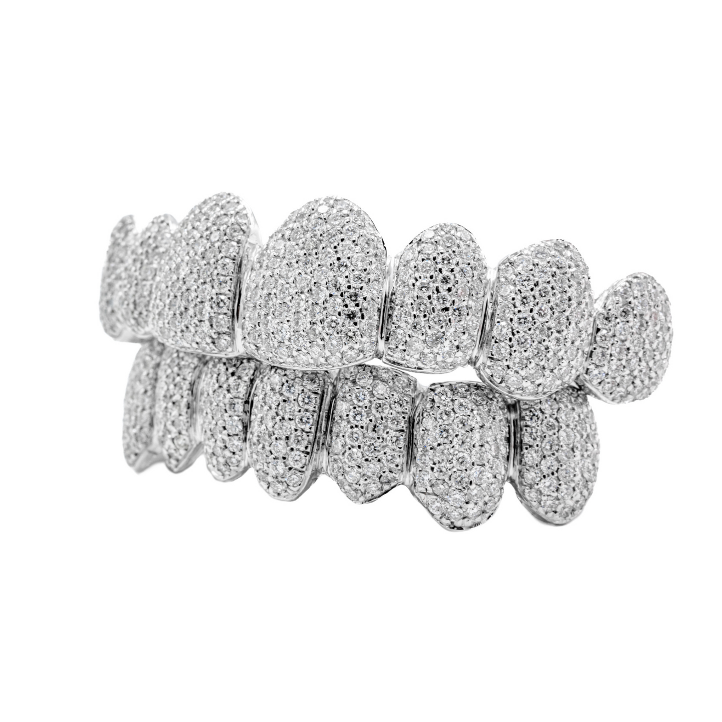 14K White Gold Diamond (Top & Bottom) Grill