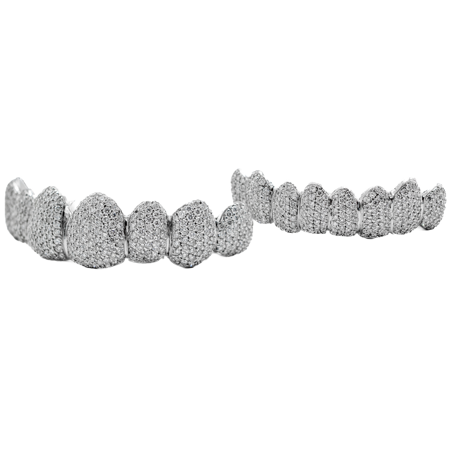 14K White Gold Diamond (Top & Bottom) Grillz