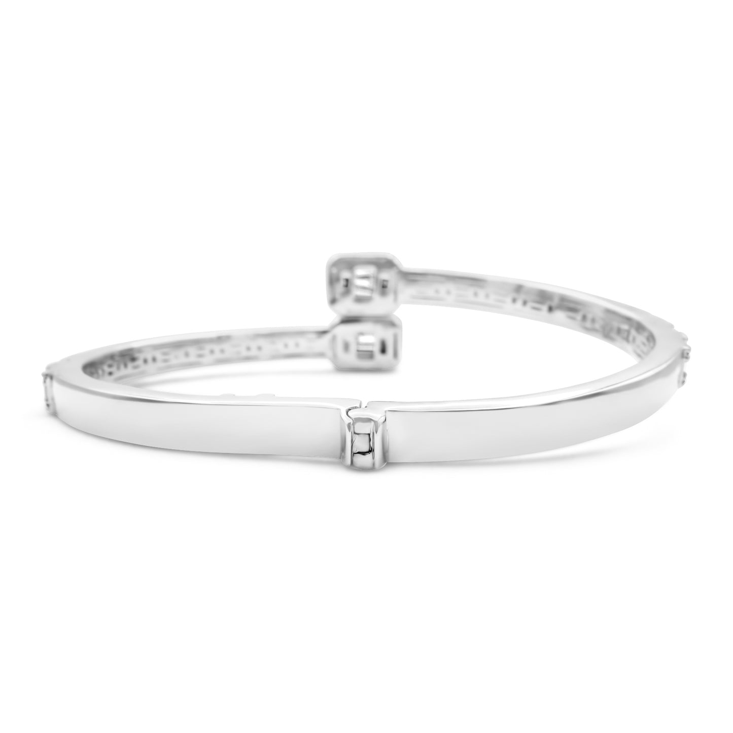 10k White Gold Diamond Baguette Bangle 2.15 ctw