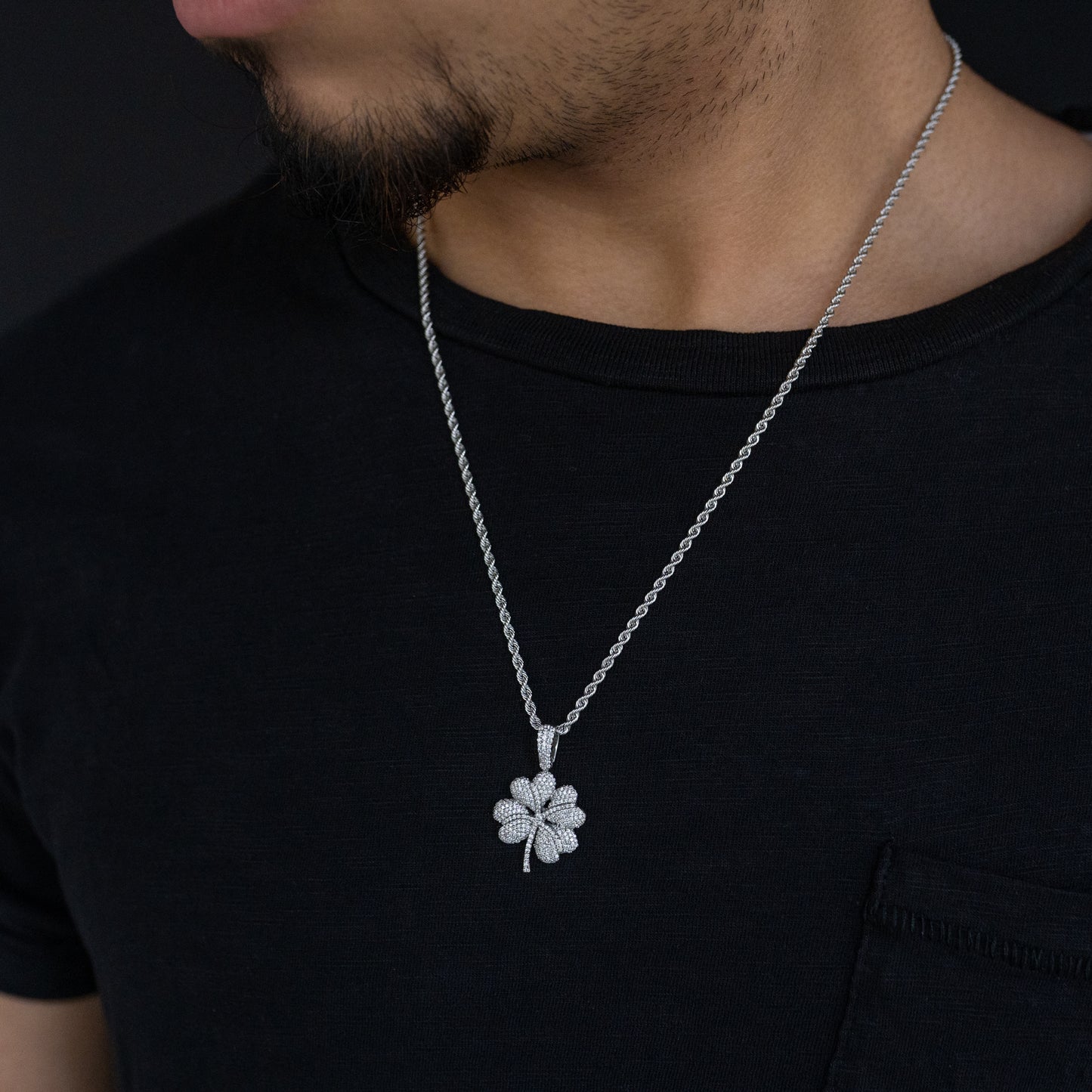 14K Four Leaf Clover Diamond Pendant 0.70 ctw