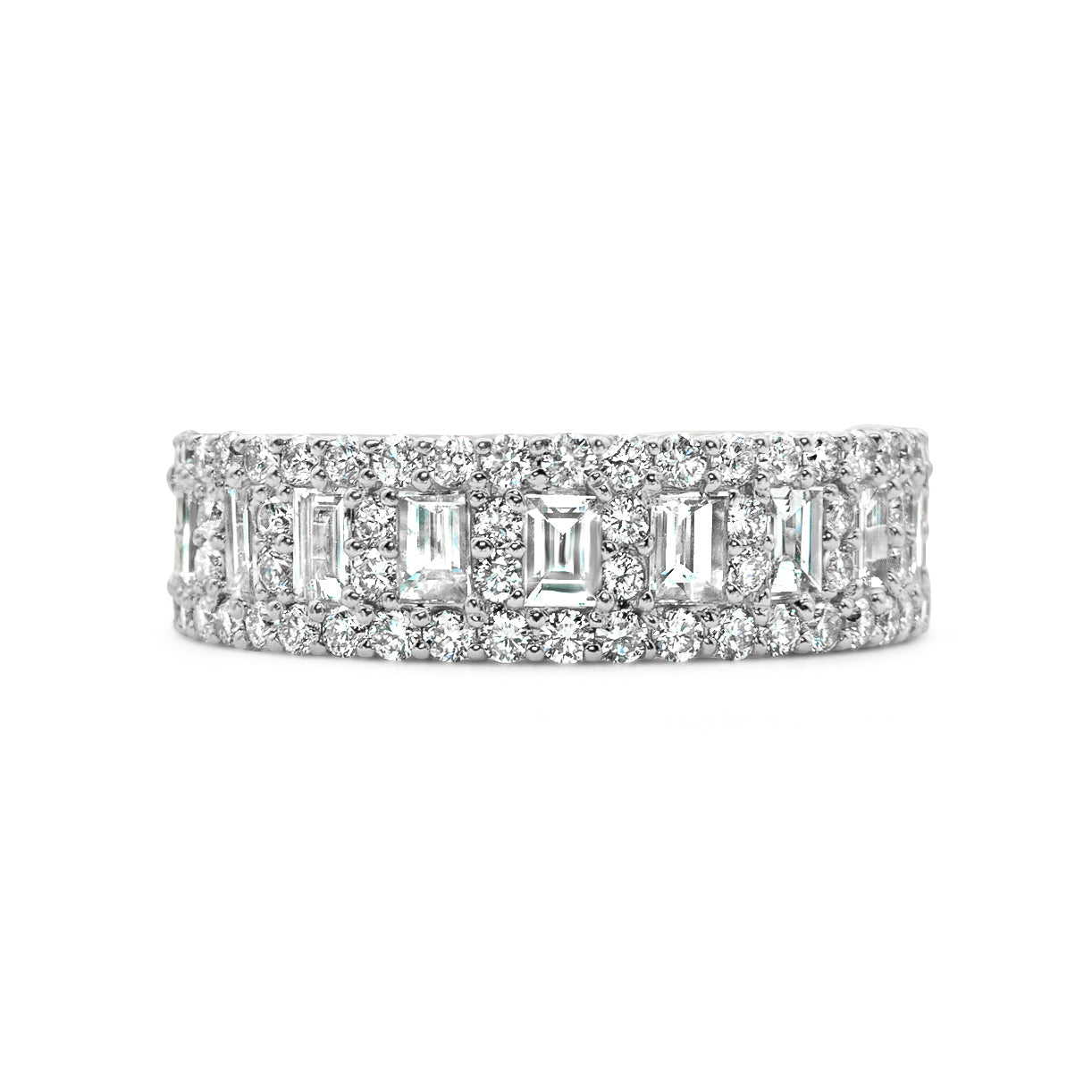 14k White Gold Diamond Band Ring 3.07 ctw