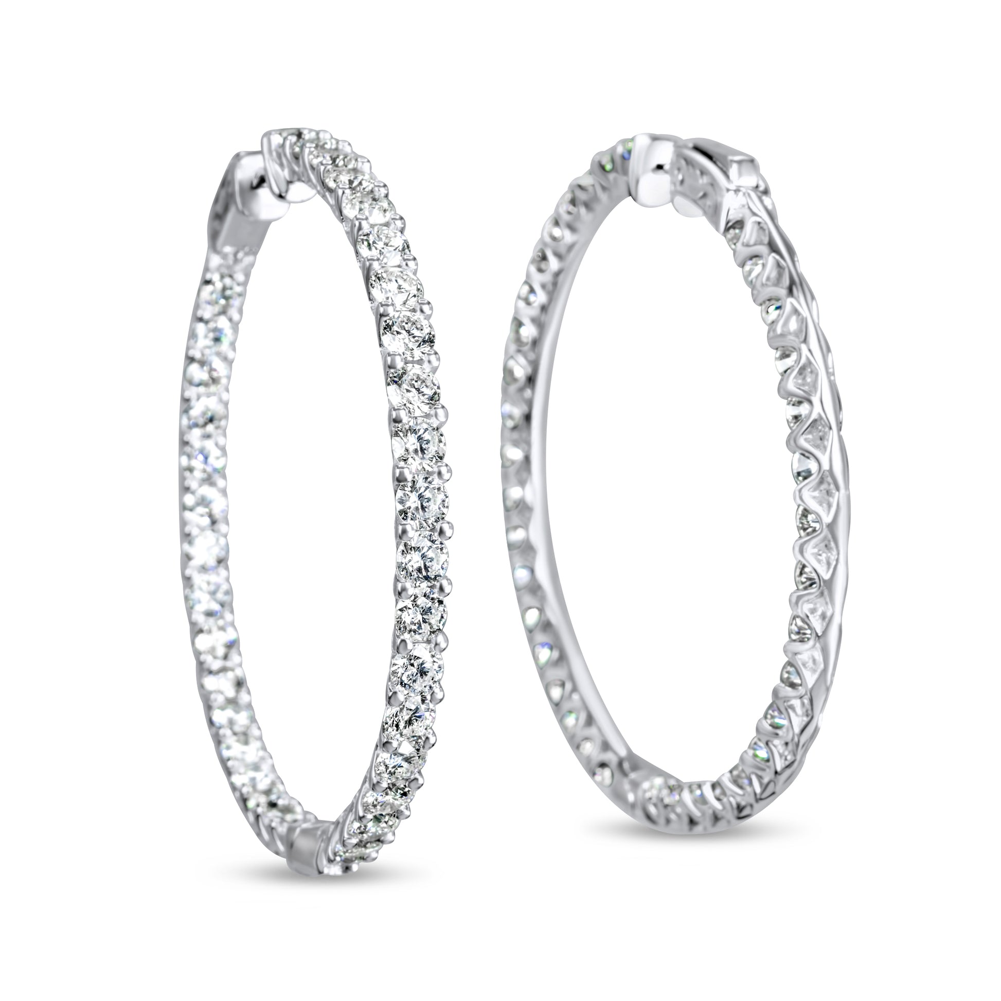 14k White Gold Diamond Hoop Earrings 11.02 ctw