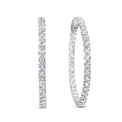 14k White Gold Diamond Hoop Earrings 11.02 ctw