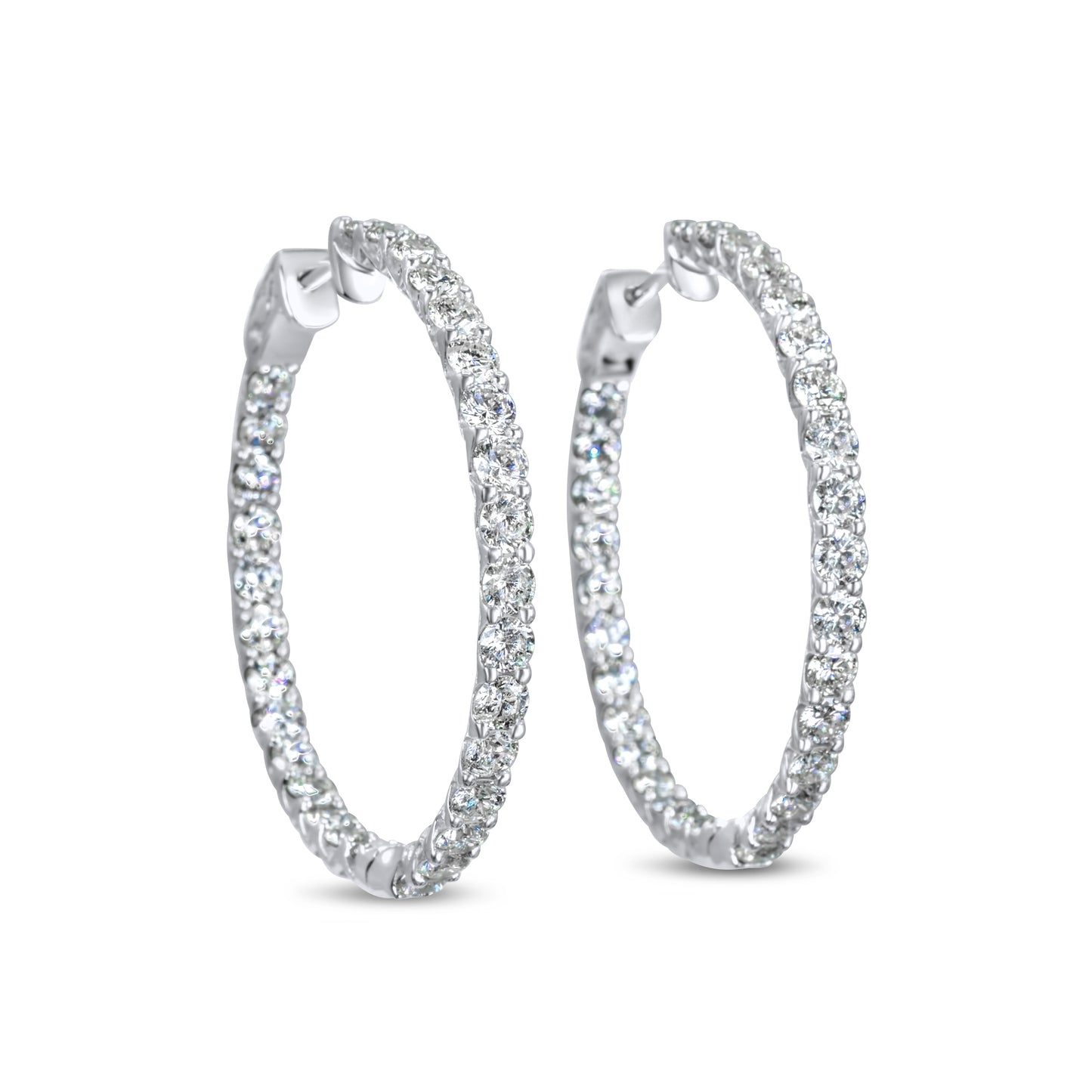 14k White Gold Diamond Hoop Earrings 11.02 ctw