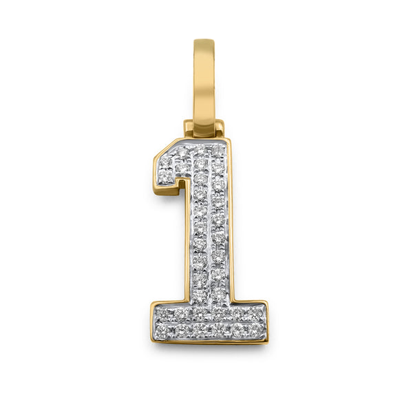 10K Solid Yellow Gold outlet Women Men Children Diamond Cut Number Charm Pendant