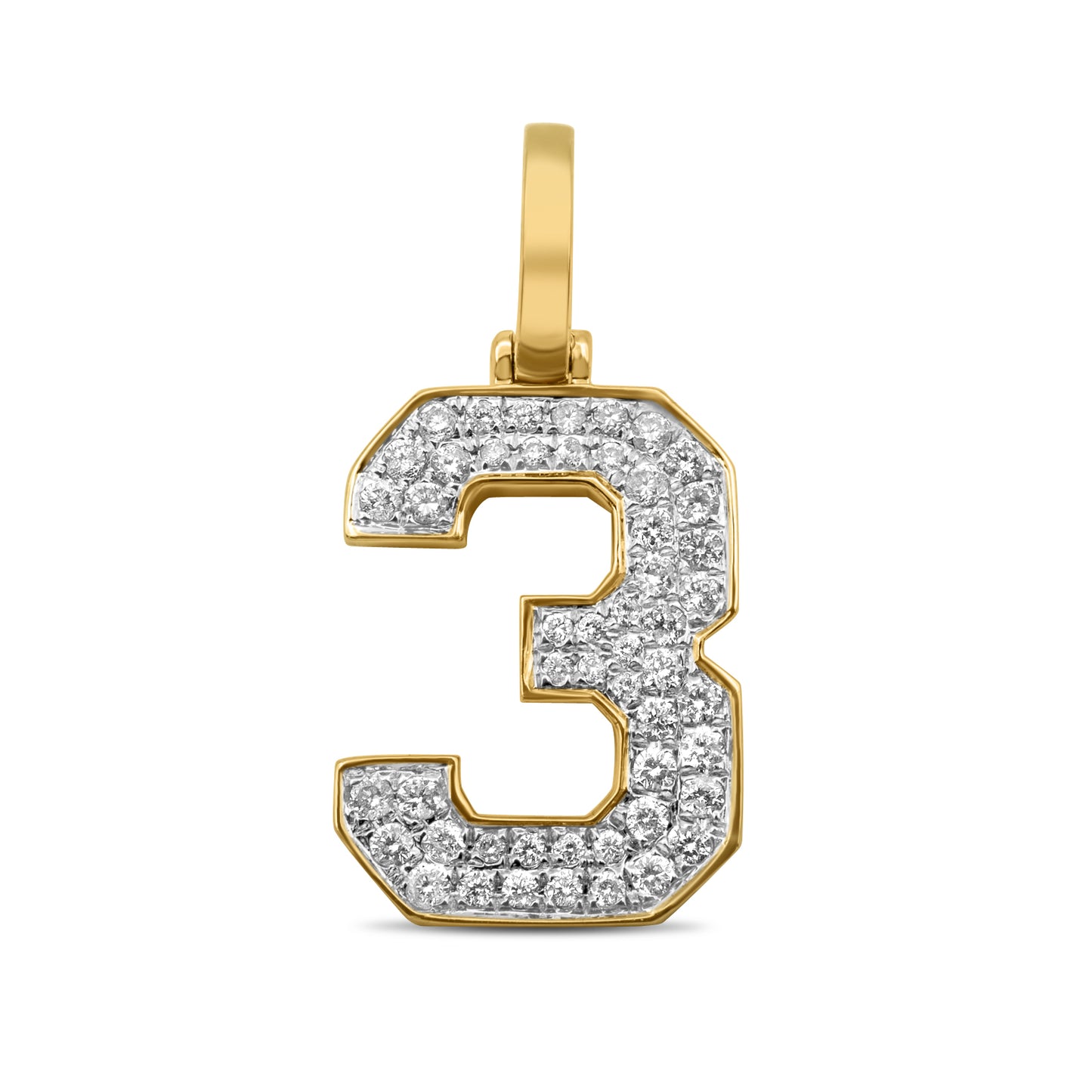 10k Yellow Gold Diamond Number 3 Pendant 0.48 ctw