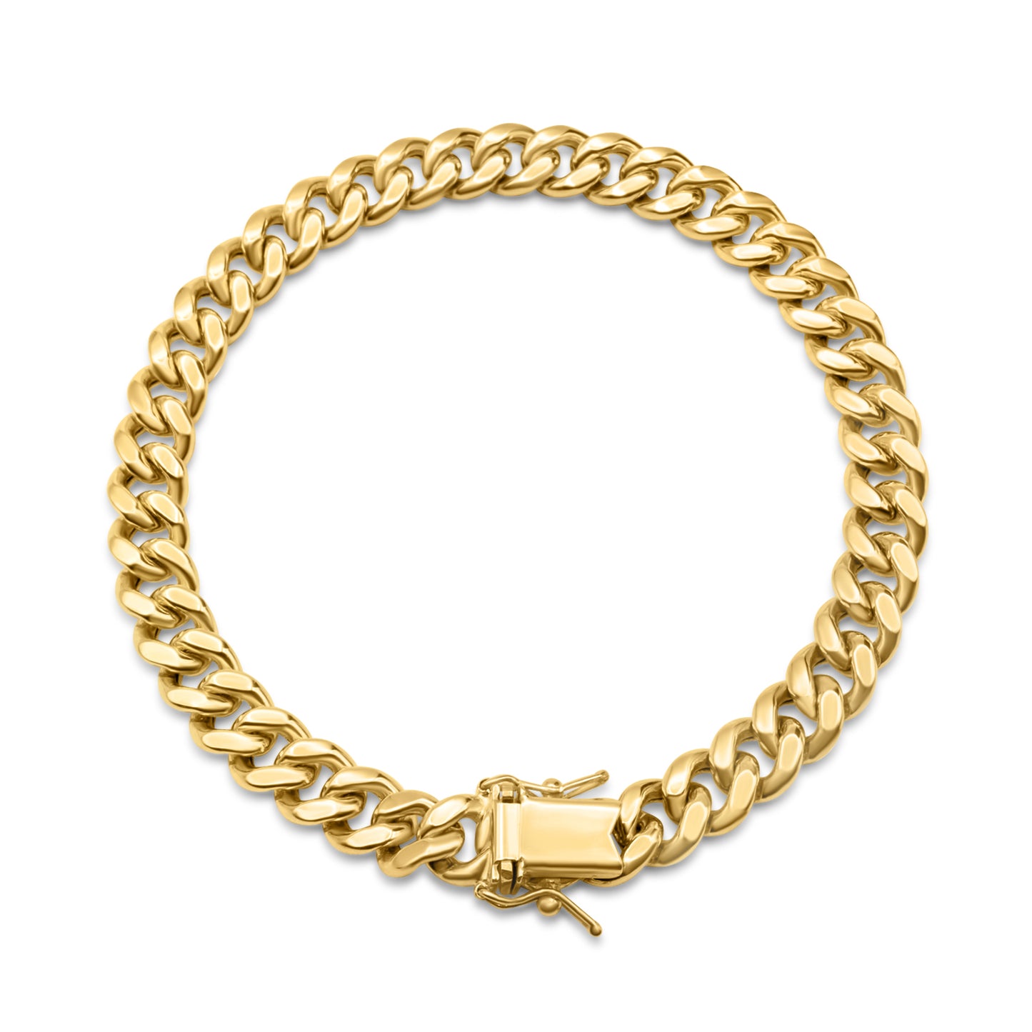 14K Hollow Yellow Gold Miami Cuban Link Bracelet 8mm