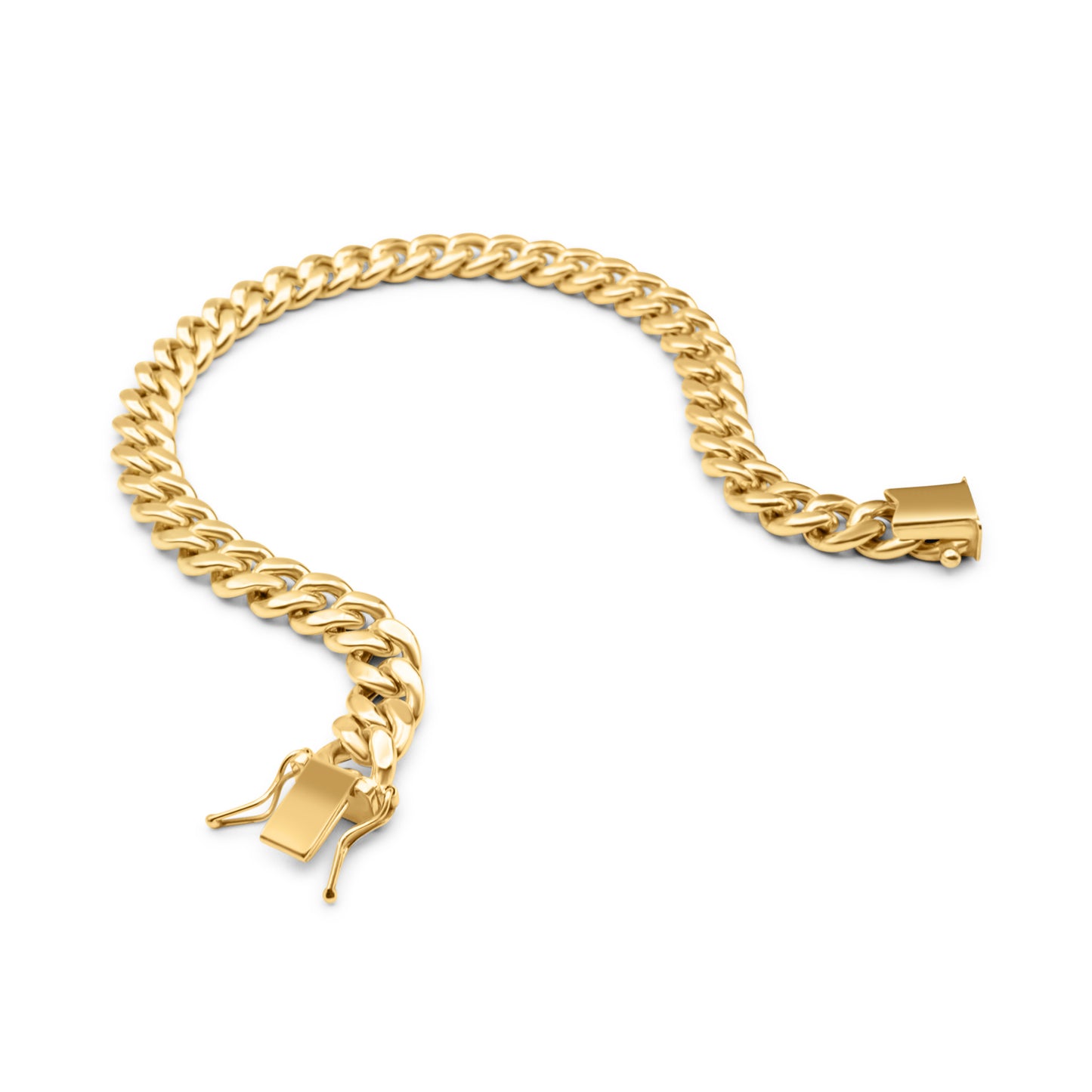 14K Hollow Yellow Gold Miami Cuban Link Bracelet 8mm