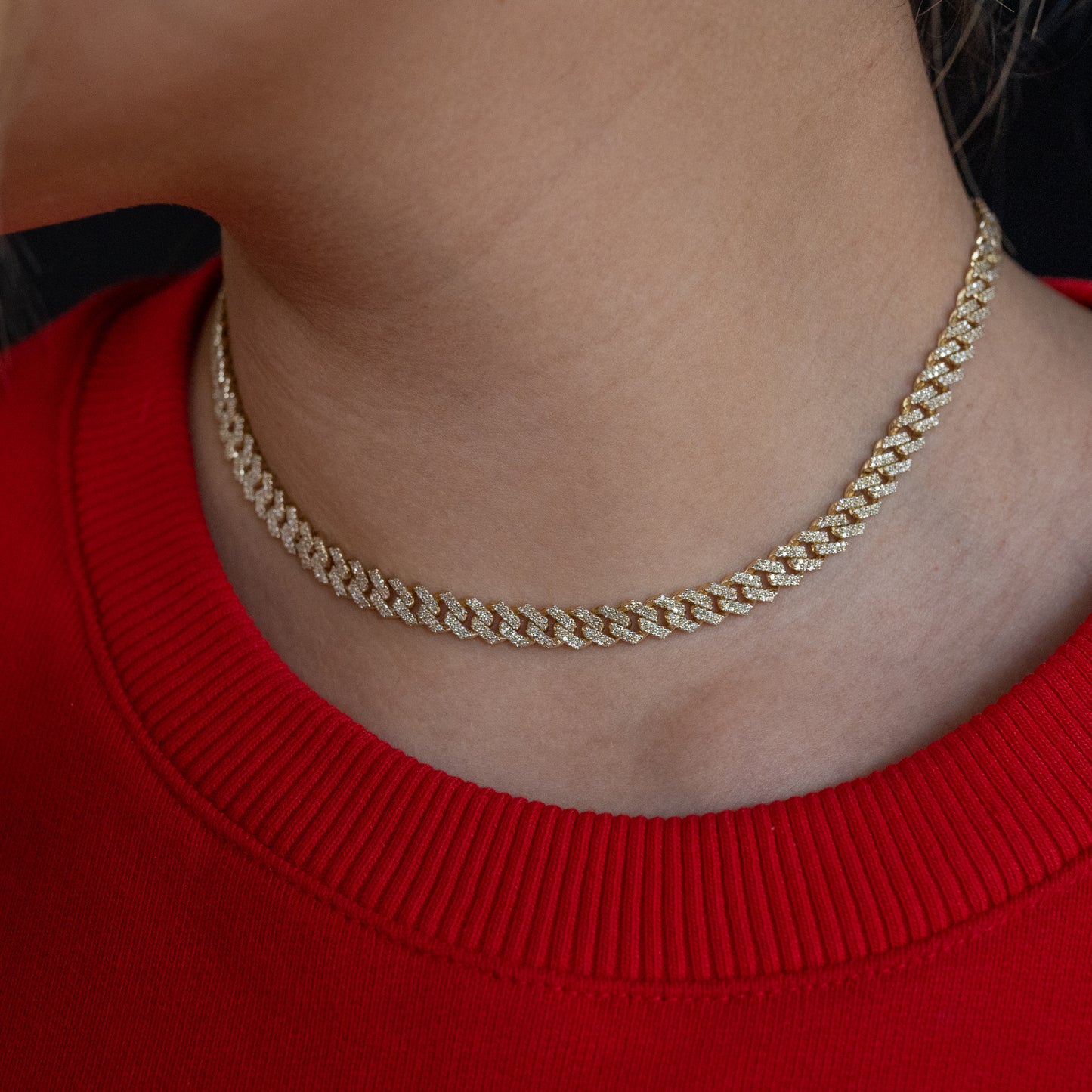 10K Solid Diamond Yellow Gold Cuban Chain 6mm 3.65 ctw (Choker)