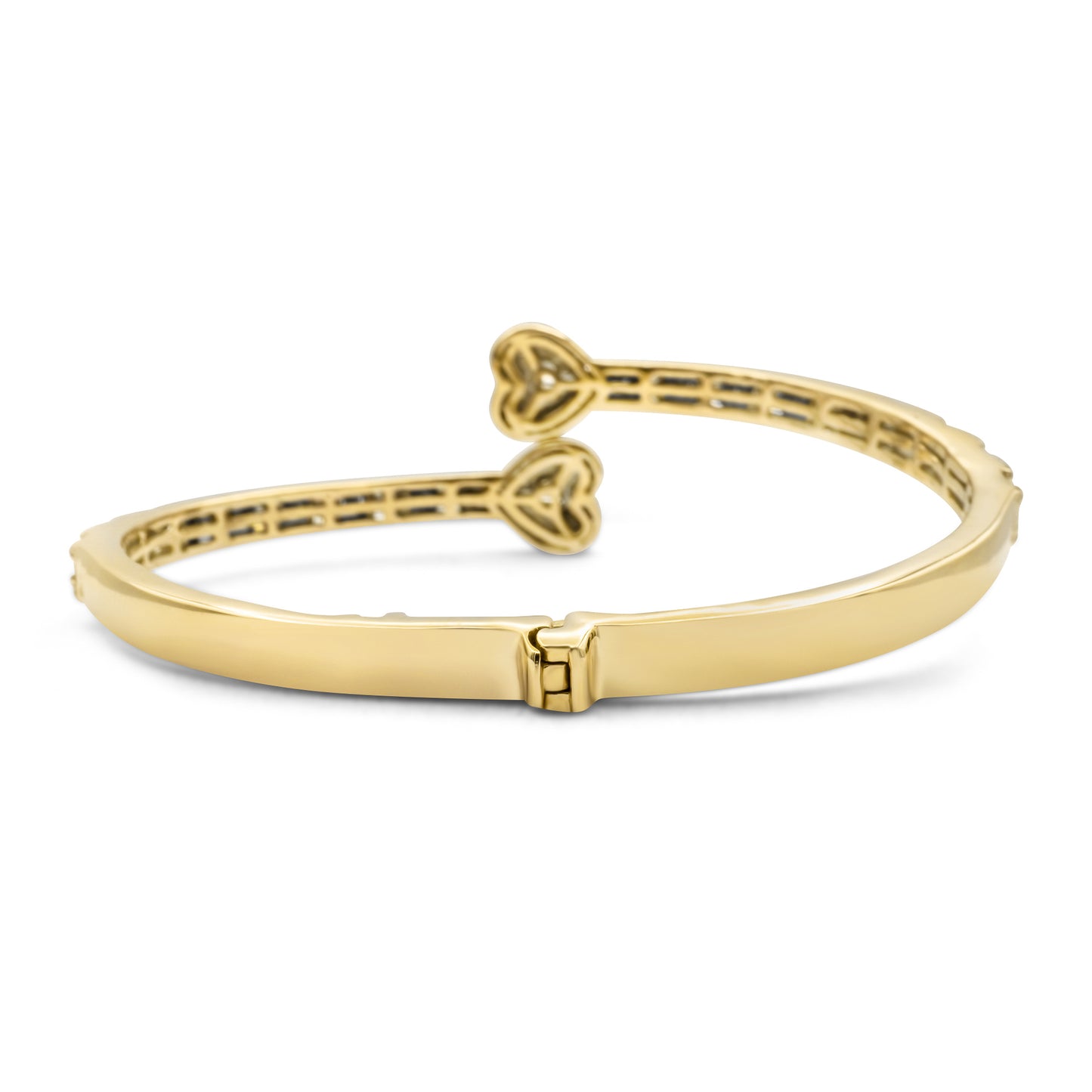 10k Yellow Gold Diamond Baguette Heart Bangle 1.99 ctw