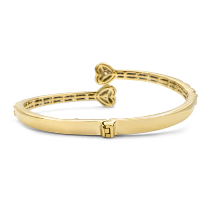 10k Yellow Gold Diamond Baguette Heart Bangle 1.99 ctw