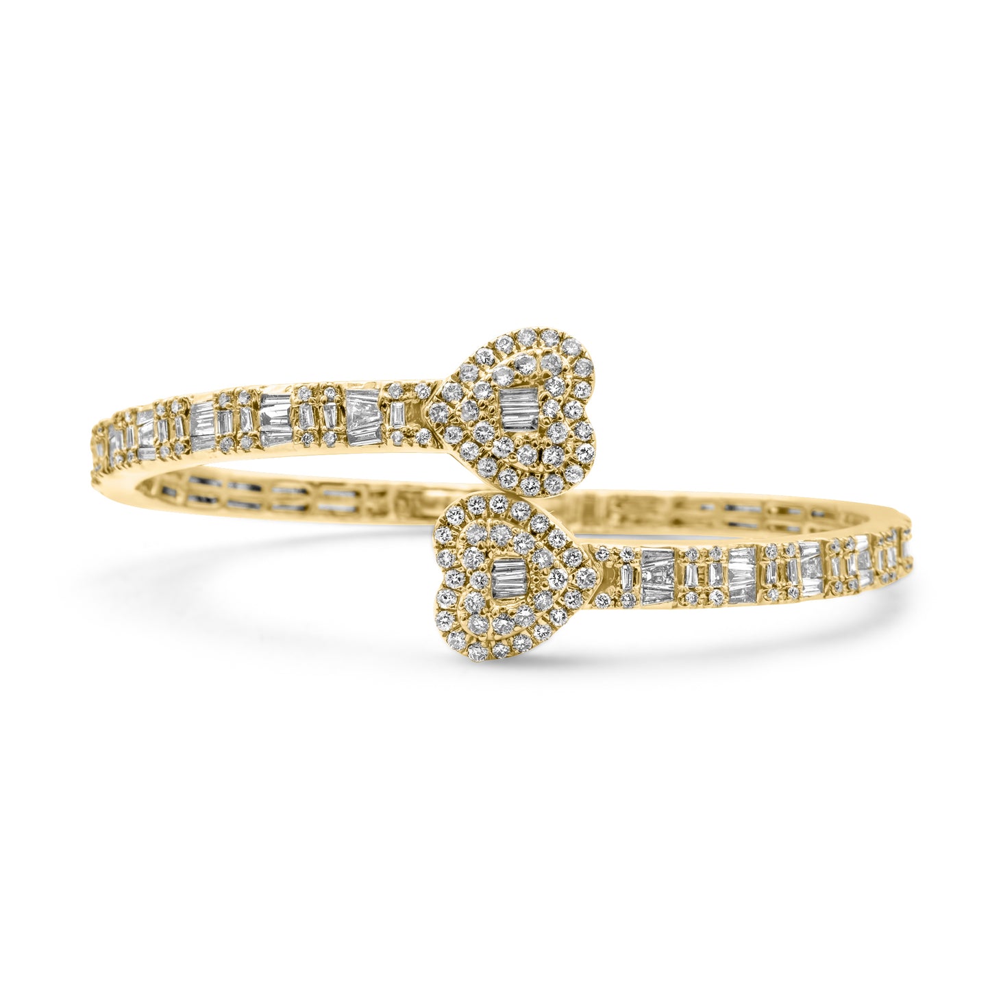 10k Yellow Gold Diamond Heart Bangle 1.99 ctw