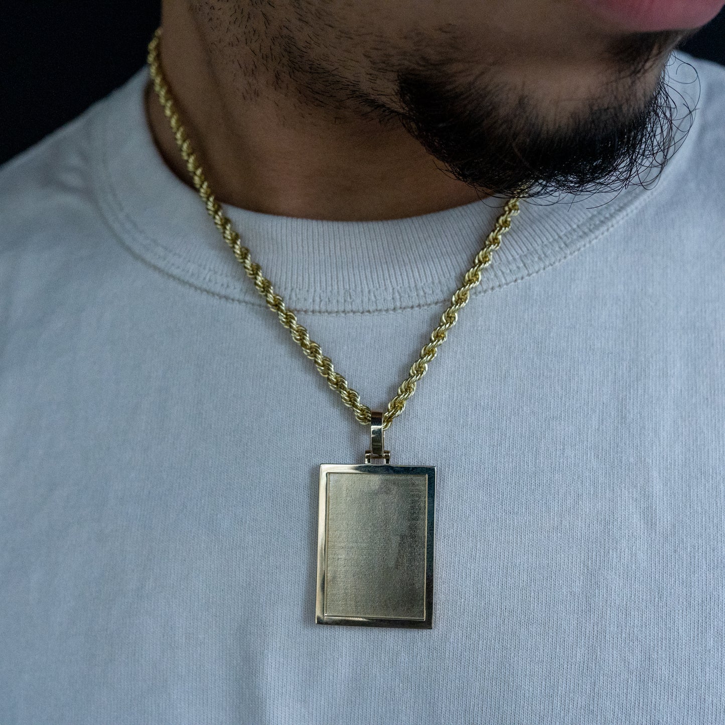 10k Solid Gold Rectangle Picture Pendant