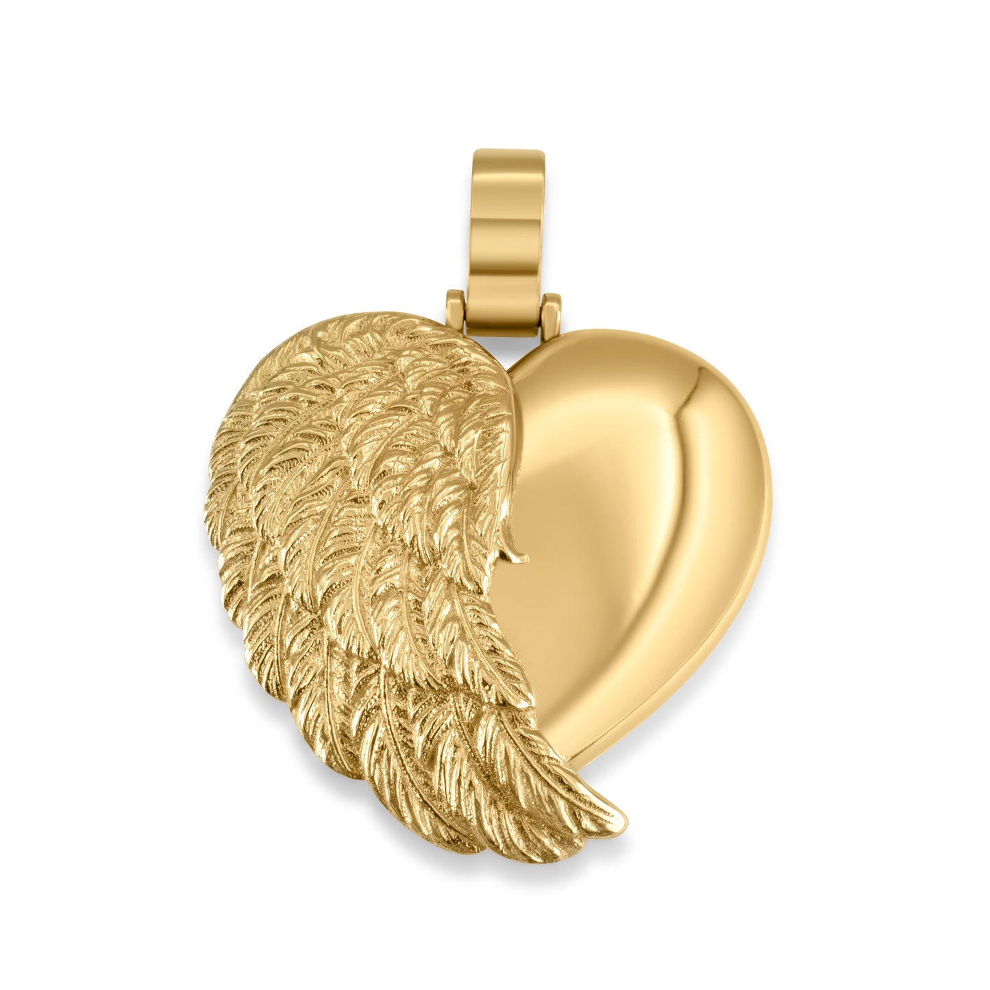 10K Yellow Gold Angel Wing Heart Picture Locket Pendant