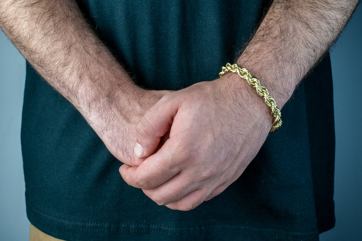 10k Semi-Solid Yellow Gold Rope Link Bracelet 8mm