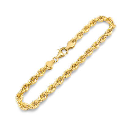 10k Semi-Solid Yellow Gold Rope Link Bracelet 8mm