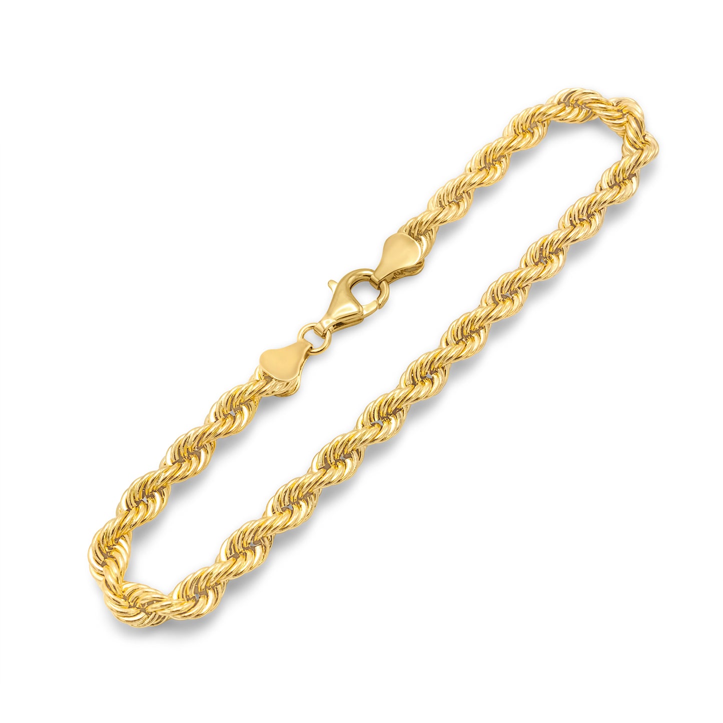 10k Semi-Solid Yellow Gold Rope Link Bracelet 5.40mm