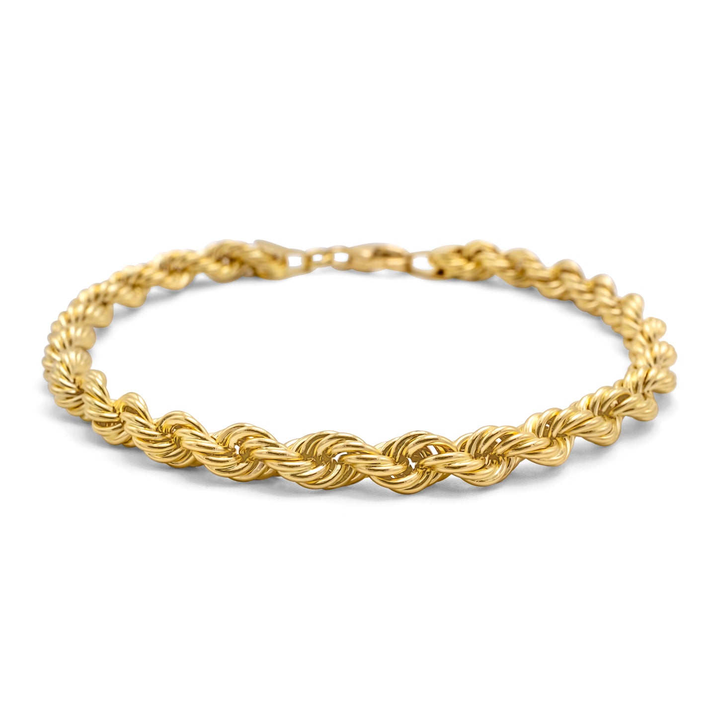 10k Semi-Solid Yellow Gold Rope Link Bracelet 8mm