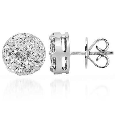 14k White Gold Cluster Earrings 2.00ctw