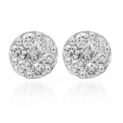 14k White Gold Cluster Earrings 2.00ctw