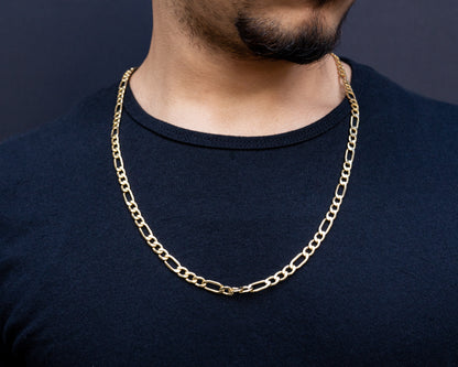 10k Yellow Gold Hollow Figaro Chain 6mm